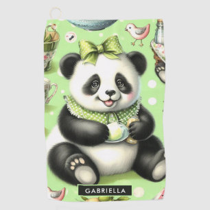 Vintage Cute Baby Panda Golf Towel