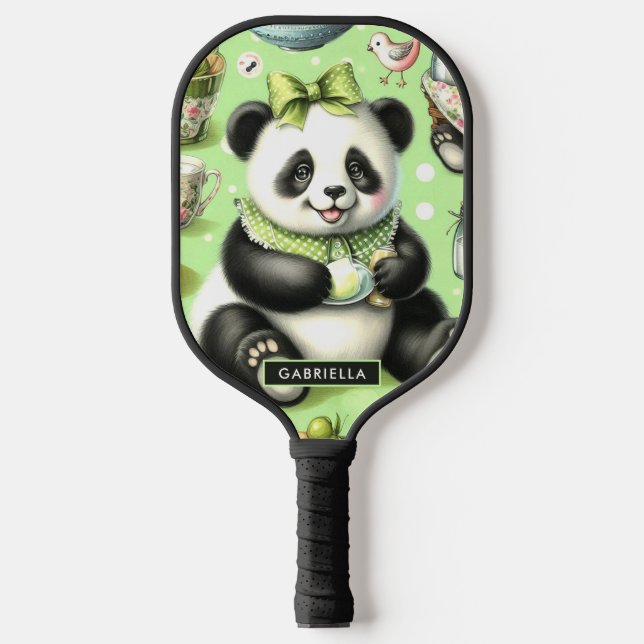 Vintage Cute Baby Panda Pickleball Paddle (Front)