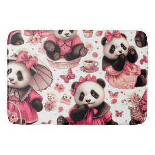 Vintage Cute Baby Panda Seamless Bath Mat