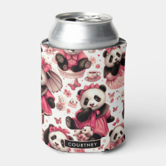 Vintage Cute Baby Panda Seamless Can Cooler
