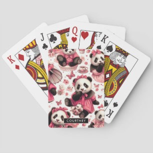 Vintage Cute Baby Panda Seamless Playing Cards