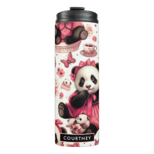 Vintage Cute Baby Panda Seamless Thermal Tumbler