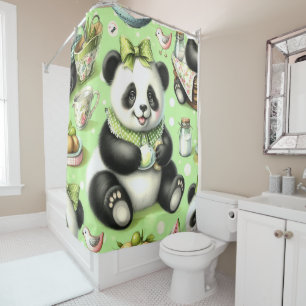 Vintage Cute Baby Panda Shower Curtain