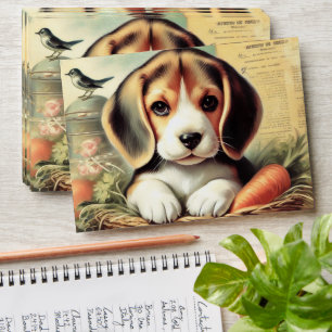 Vintage Cute Beagle Puppy Envelope