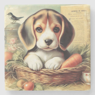 Vintage Cute Beagle Puppy Stone Coaster