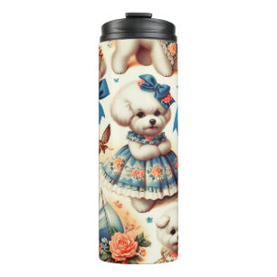 Vintage Cute Bichon Frisé Painting Thermal Tumbler