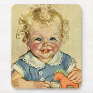 Vintage Cute Blonde Scandinavian Baby Boy or Girl Mouse Pad