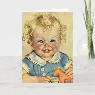Vintage Cute Blonde Scandinavian Child with Curls Card