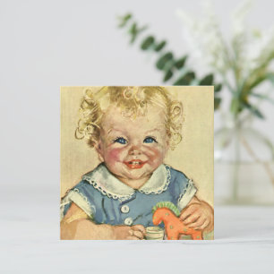 Vintage Cute Blonde Scandinavian Child with Curls Invitation