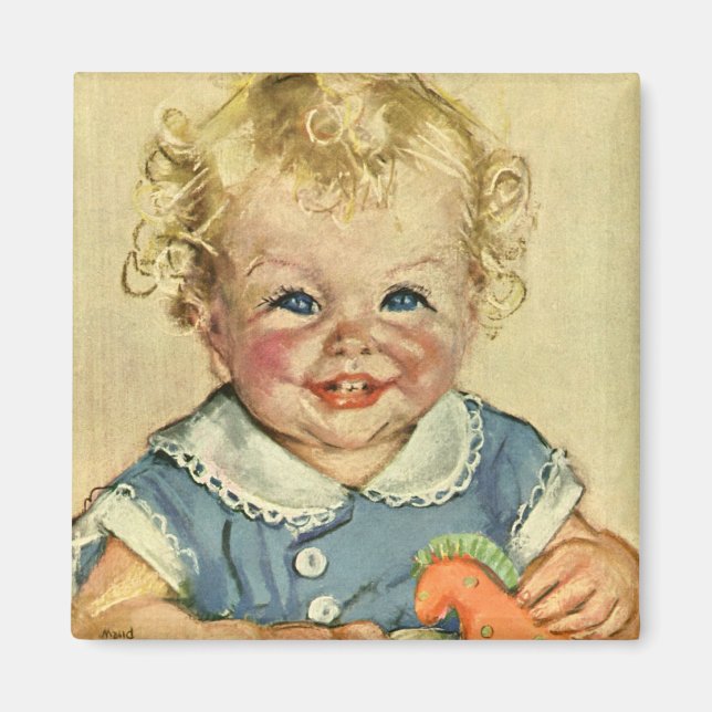 Vintage Cute Blonde Scandinavian Child with Curls Magnet (Front)