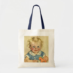 Vintage Cute Blonde Scandinavian Child with Curls Tote Bag