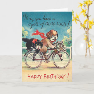 Vintage Cute Cat And Dogs  Card