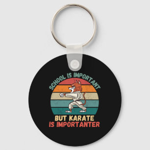 Vintage Cute Cat School Is Important Karate Is Imp Key Ring