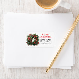 Vintage Cute Christmas Wreath Wishes Label