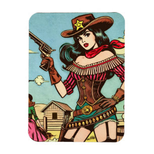 Vintage Cute Cowgirl Comics Magnet