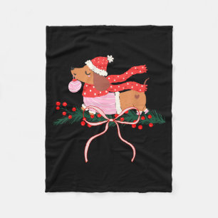 Vintage Cute Dachshund Christmas Wiener Dog Lover  Fleece Blanket