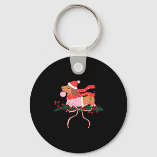 Vintage Cute Dachshund Christmas Wiener Dog Lover Key Ring