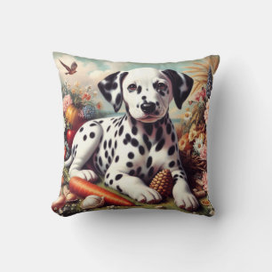Vintage Cute Dalmatian Painting Cushion