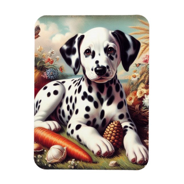 Vintage Cute Dalmatian Painting Magnet (Vertical)