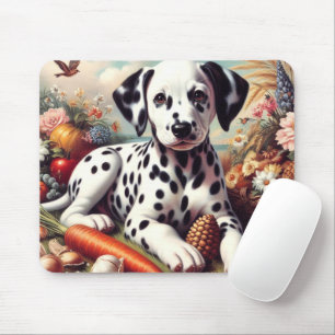 Vintage Cute Dalmatian Painting Mouse Pad