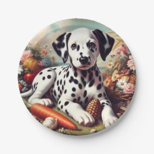 Vintage Cute Dalmatian Painting Paper Plate
