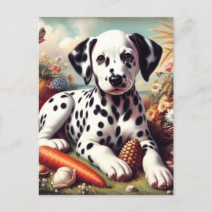 Vintage Cute Dalmatian Painting Postcard