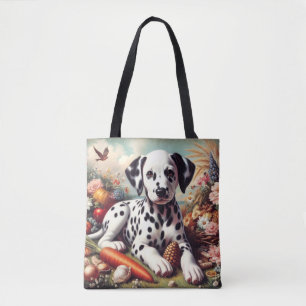 Vintage Cute Dalmatian Painting Tote Bag