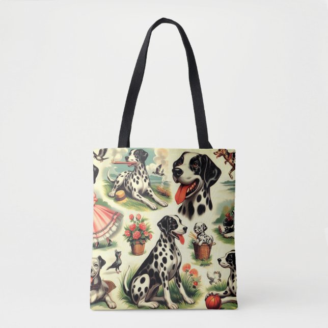 Vintage Cute Dalmatian Seamless Tote Bag (Front)
