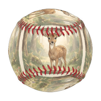 Vintage cute deer in the forest baseball