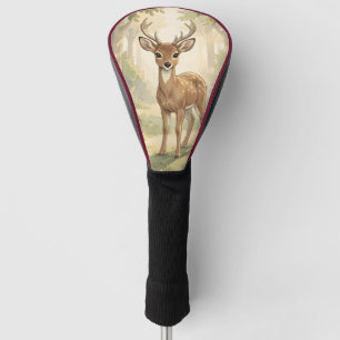 Vintage cute deer in the forest golf head cover