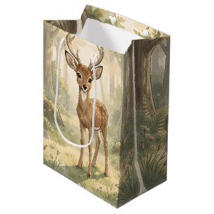 Vintage cute deer in the forest medium gift bag