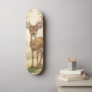 Vintage cute deer in the forest skateboard