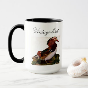 Vintage Cute Duck Colourful Bird and Foliage Mug
