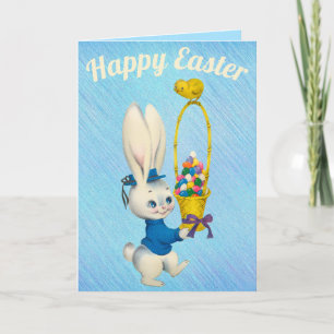 Vintage Cute Easter Bunny Holiday Card