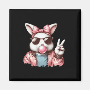 Vintage Cute Easter Bunny Sungles Blowing Bubble G Magnet