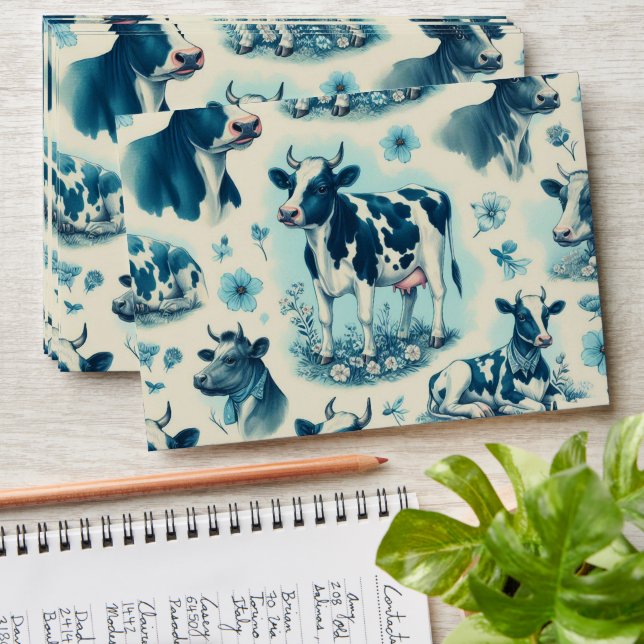 Vintage Cute Farm Cow Seamless Envelope (Stacked)