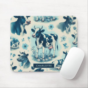Vintage Cute Farm Cow Seamless Mouse Pad