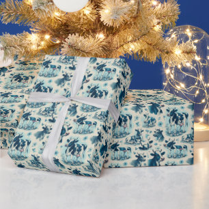 Vintage Cute Farm Cow Seamless Wrapping Paper