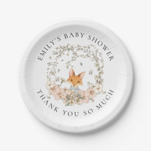 Vintage Cute Fox Thank You Boy Baby Shower Paper Plate