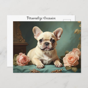 Vintage Cute French Bulldog Portrait Dog Puppy Postcard