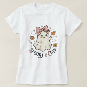 Vintage Cute Ghost Bow Halloween Graphic T-Shirt