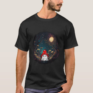 Vintage Cute Ghost Mushroom Forest Halloween Gothi T-Shirt