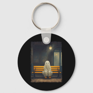Vintage Cute Ghost Waiting Sitting On Chair Hallow Key Ring