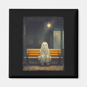 Vintage Cute Ghost Waiting Sitting On Chair Hallow Magnet