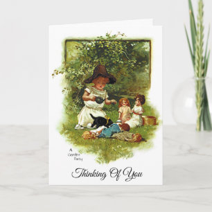 Vintage Cute Girl At The Garden Card