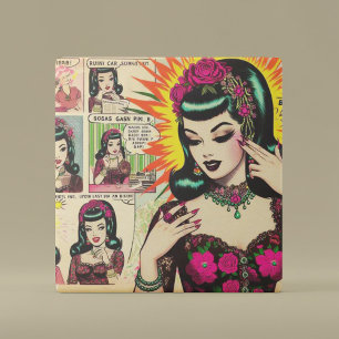 Vintage Cute Girl Comics Ceramic Tile