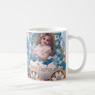 Vintage Cute Girl in Easter Egg Carriage by Lambs Coffee Mug