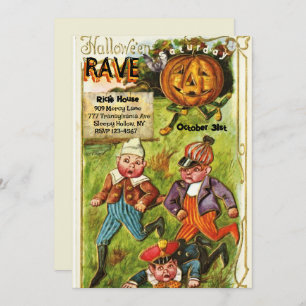 Vintage Cute Halloween Rave Party Invitation