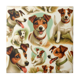 Vintage Cute Jack Russell Terrier Ceramic Tile