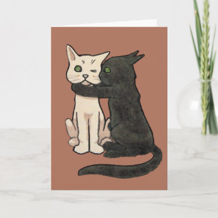 Vintage Cute Kissing Cat Art Card